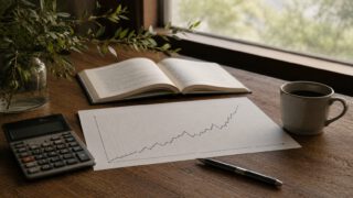 信託報酬を30年で500万円計算した40代の電卓と紙